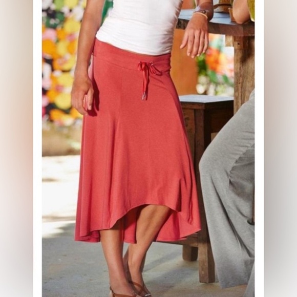 Athleta Beachcomber Skirt Hi Lo Pure Vida Jersey Medium Coral Pink Orange - Picture 1 of 6
